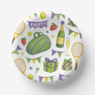 Tennis Mum with ball and racket with Champagne  Paper Plate