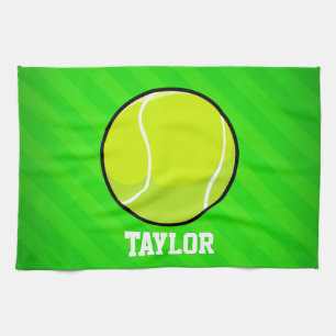 Tennis; Neon Green Stripes Tea Towel