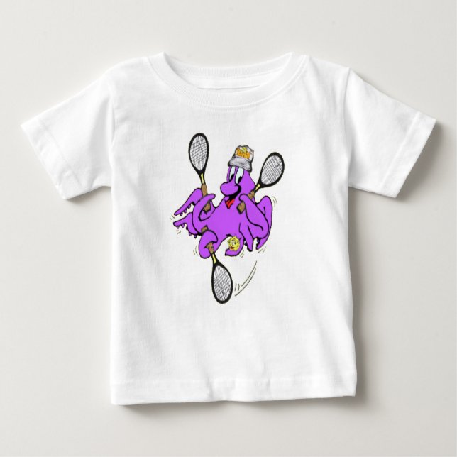 Tennis Octopus Baby Jersey T-Shirt (Front)