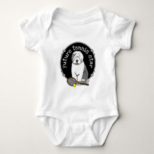 Tennis Old English Sheepdog (Grey 1) Dog Cute Baby Bodysuit