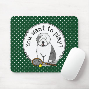 Tennis Old English Sheepdog (Grey 1) Dog Cute Mouse Pad