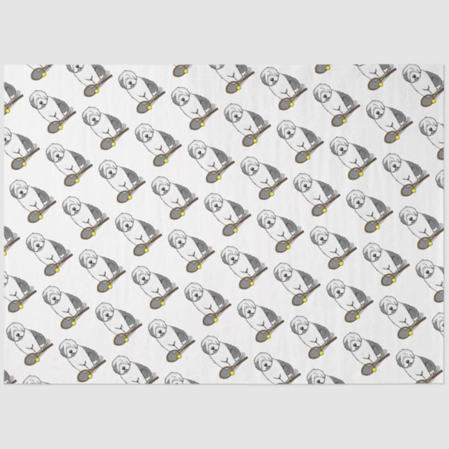 Tennis Old English Sheepdog (Grey 1) Dog Cute Tissue Paper (Front)
