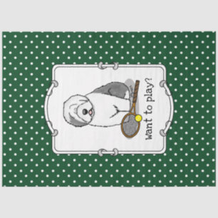 Tennis Old English Sheepdog (Grey 1) Dog Cute Tissue Paper