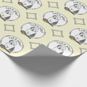 Tennis Old English Sheepdog (Grey 1) Dog Cute Wrapping Paper
