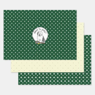 Tennis Old English Sheepdog (Grey 1) Dog Cute Wrapping Paper Sheet