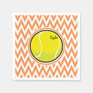 Tennis; Orange and White Chevron Napkin