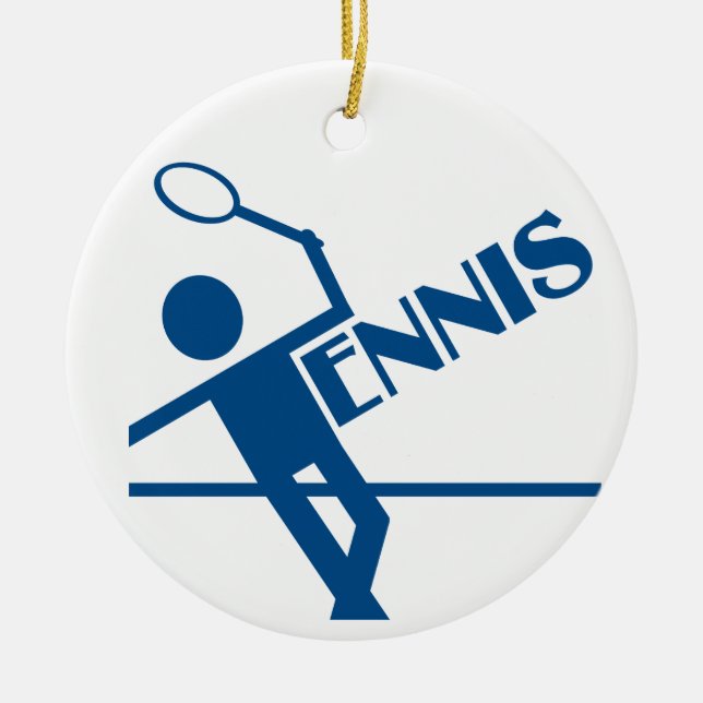 Tennis ornament, customise ceramic tree decoration (Front)