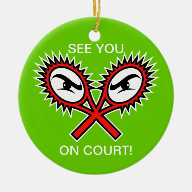 Tennis ornaments for Christmas with funny text (Front)