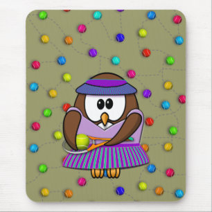 tennis owl - girl mouse pad