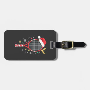 Tennis Paddle with Santa Hat and Christmas Lights Luggage Tag