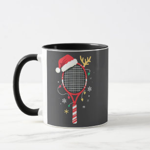 Tennis Paddle with Santa Hat and Christmas Lights Mug