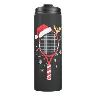 Tennis Paddle with Santa Hat and Christmas Lights Thermal Tumbler