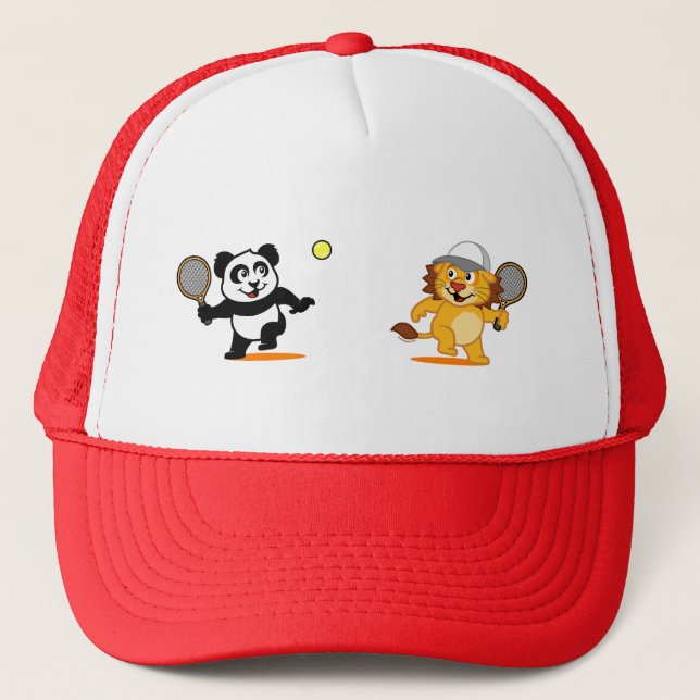 Tennis Panda & Lion Trucker Hat (Front)