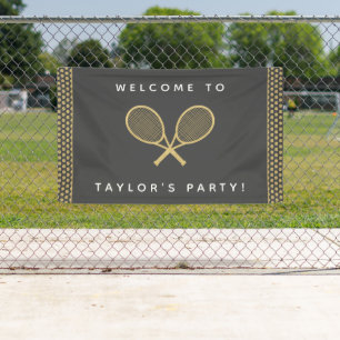 Tennis Party Chic Gold and Grey Custom Banner