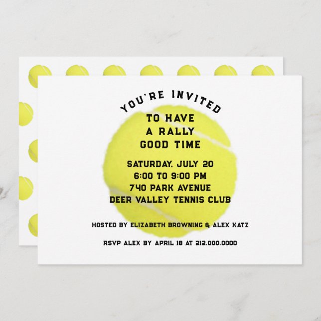 Tennis Party Invitation (Front/Back)