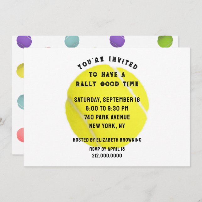 Tennis Party Invitation (Front/Back)