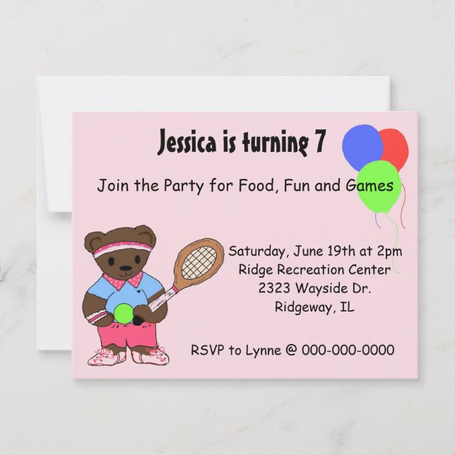 Tennis Party Invitation (Front)