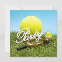 Tennis  Party invitation  racket and tennis ball