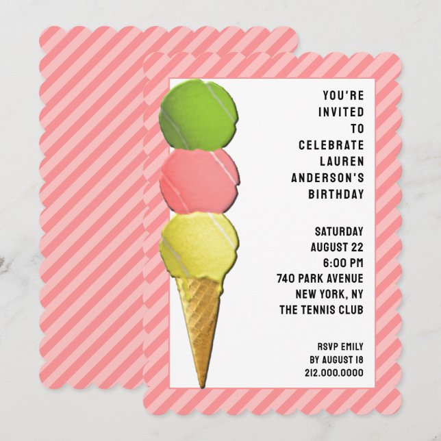 Tennis Party Invitations (Front/Back)