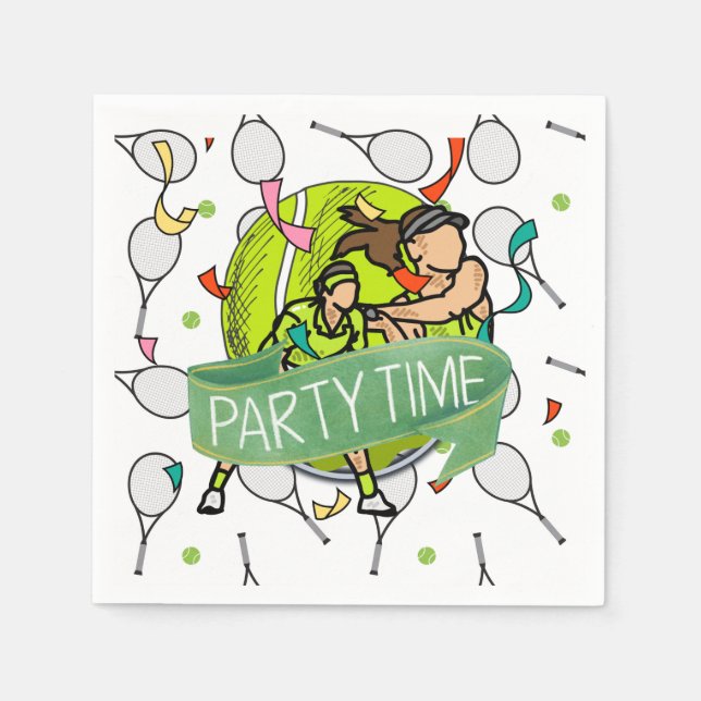 Tennis party time with player having fun Party   Napkin (Front)
