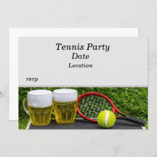 Tennis Party with  racket ball and beer Invitation