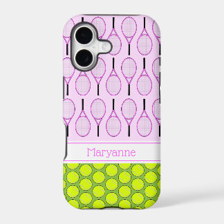 Tennis pattern custom name pink green