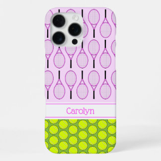 Tennis pattern custom name pink green iPhone 16 pro max case