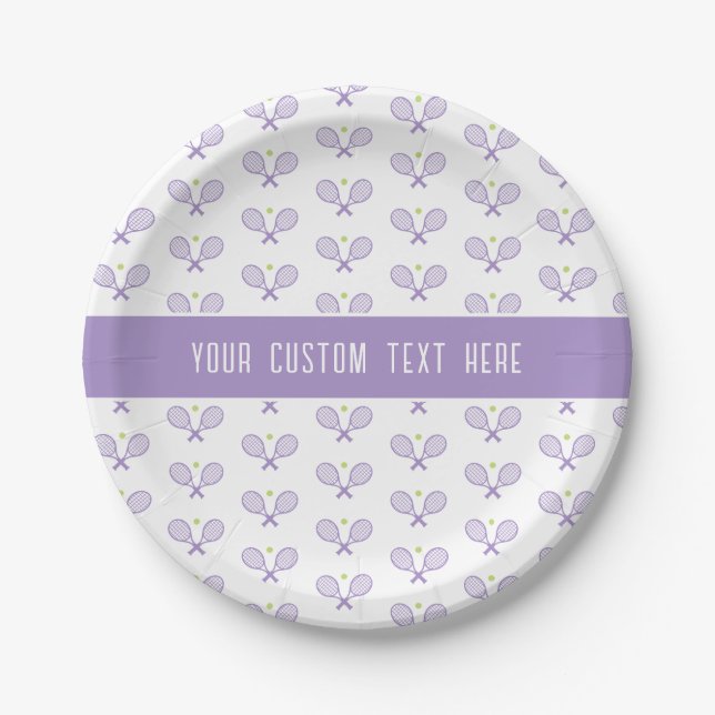 Tennis Pattern Custom Tennis Paper Plate (Front)