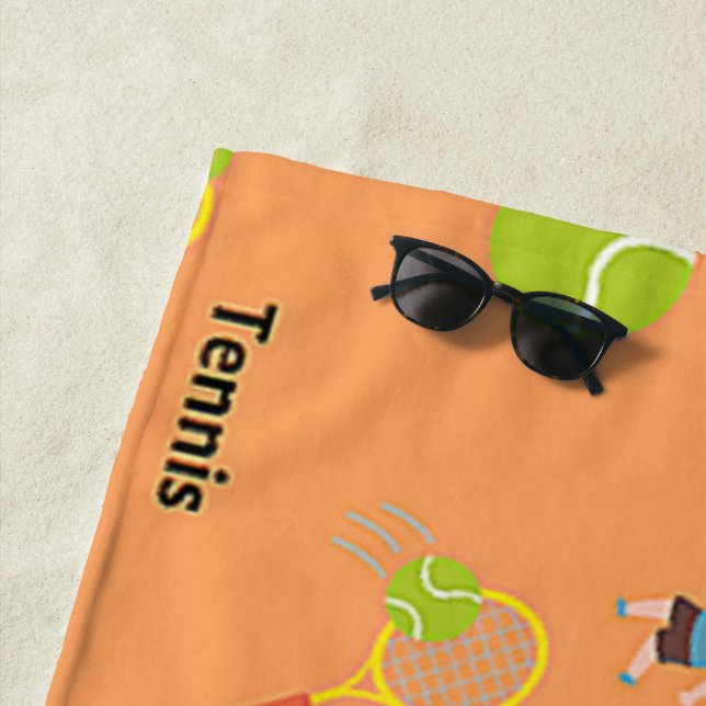 Tennis pattern on brown beach towel (In Situ)