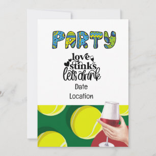 Tennis Payer Valentine's Day Wine Lovers Invitation