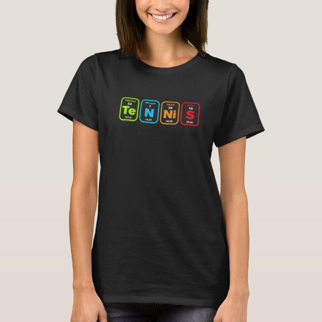 Tennis Periodic Table Element Ball Sport Tennis T-Shirt (Front)