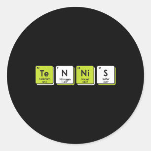 Tennis Periodic Table Elements Sport Funny Player Classic Round Sticker