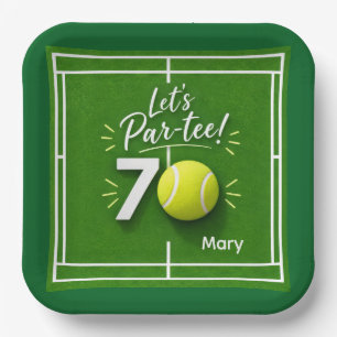 Tennis Personalised 70th Birthday Tennis Party  Paper Plate