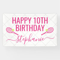 Tennis Personalised Name Pink Birthday Party