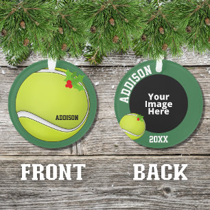 Tennis Personalised Photo Christmas Ornament