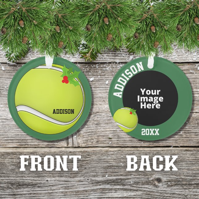 Tennis Personalised Photo Christmas Ornament (A cute ornament for the tennis player in your life insert your own picture to personalized it.)