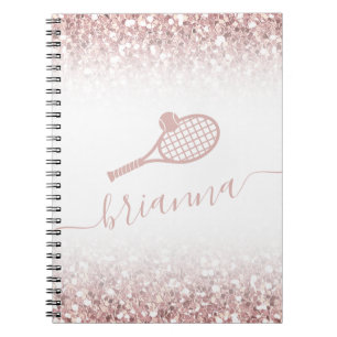 Tennis Personalised Pink Girly Glitter Notebook