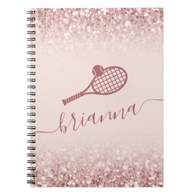 Tennis Personalised Pink Girly Sparkle Notebook (Front)