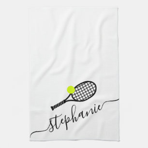 Tennis Personalised Script Name Tea Towel