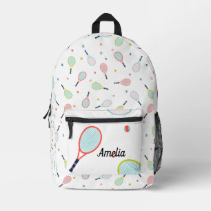 Tennis Personalized Name Pink Green Blue Custom Printed Backpack