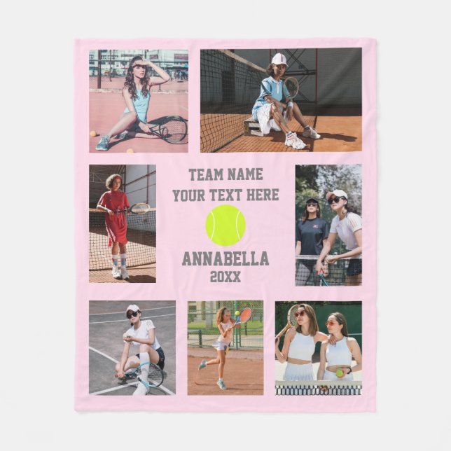 Tennis photo collage fleece blanket (Front)