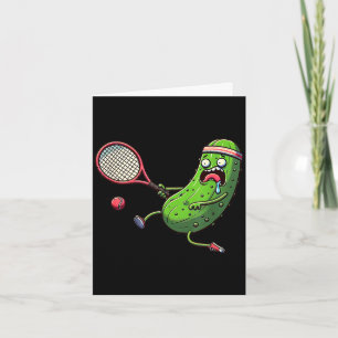 Tennis pickle athlete running with racket and ball card