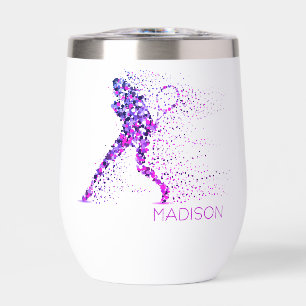 Tennis Pink Pixels Personalised Name