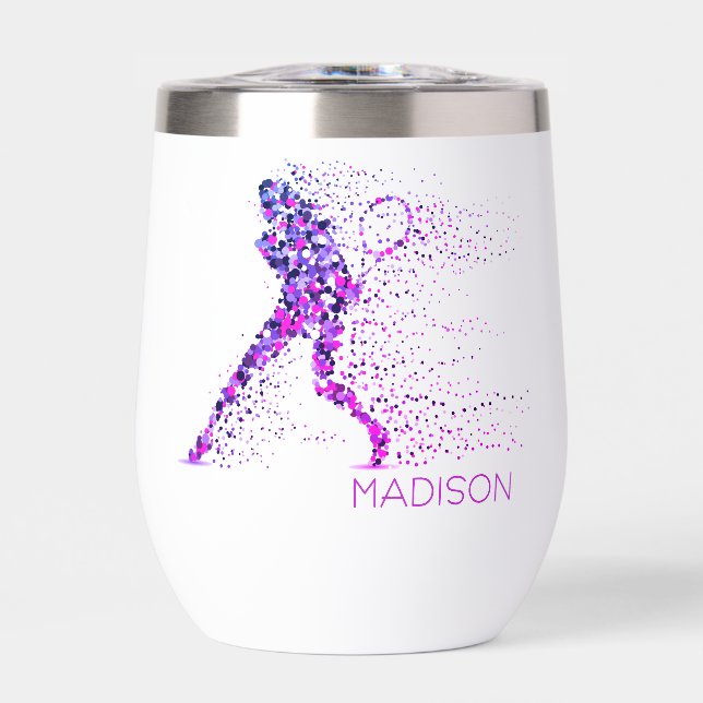 Tennis Pink Pixels Personalised Name (Front)