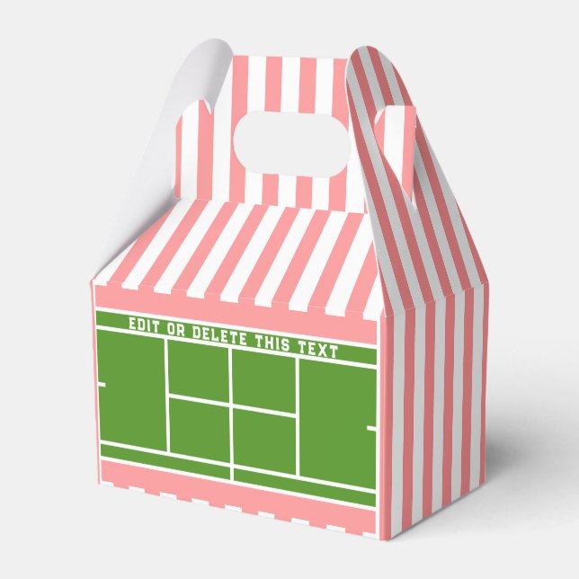 Tennis Pink-striped Favour Box (Front Side)