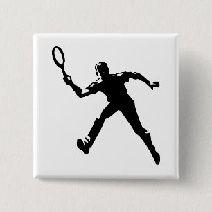 Tennis Player 15 Cm Square Badge
