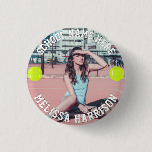 Tennis Player Add Name Number Team and Photo 3 Cm Round Badge