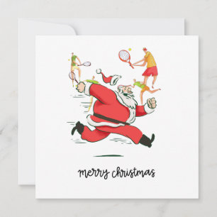 Tennis Player behind Santa Claus for Christmas   Holiday Card