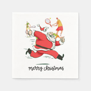 Tennis Player behind Santa Claus for Christmas    Napkin