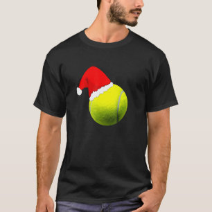 Tennis Player Christmas Tennis Ball With Red Santa T-Shirt